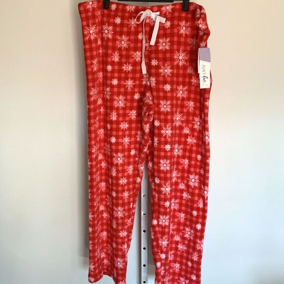 Red Plaid Snowflake Fleece Pajama Pants Size 2X - Picture 4 of 5